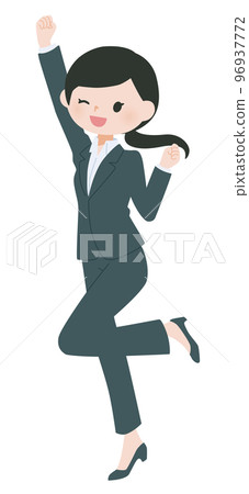對膽量姿勢感到滿意的女商人 96937772