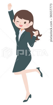 對膽量姿勢感到滿意的女商人 96937773