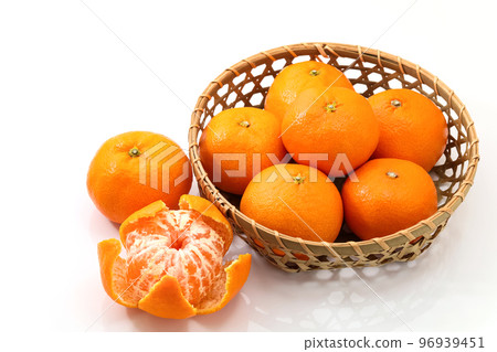 網筐中的溫州橘_白底 96939451