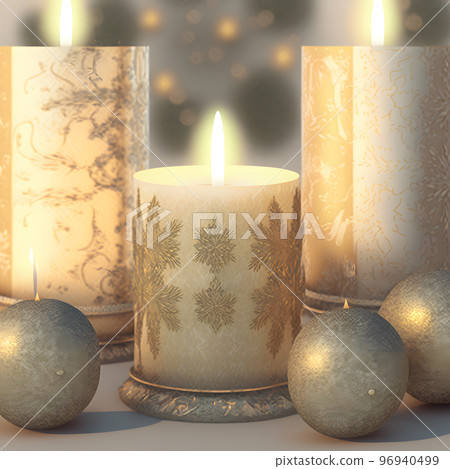ornate thick christmas candles background, neural network generated art 96940499