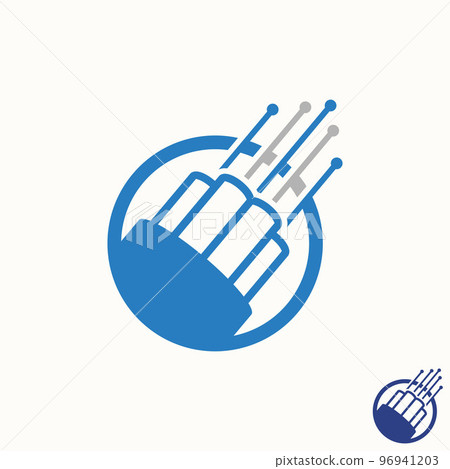 Logo design graphic concept creative abstract icon premium free vector stock simple and unique 3D shape fiber optical cable on circle. Related to internet or network Logo design graphic concept creative abstract icon premium free vector stock simple and unique 3D shape fiber optical cable on circle. Related to internet or network 96941203