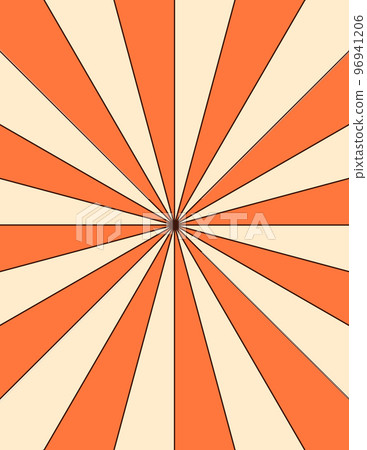 Groovy Hippie 70s Vertical Banner with Sunbursts. Vector Radial Rays Background in Trendy Retro Seventies Style Groovy Hippie 70s Vertical Banner with Sunbursts. Vector Radial Rays Background in Trendy Retro Seventies Style 96941206