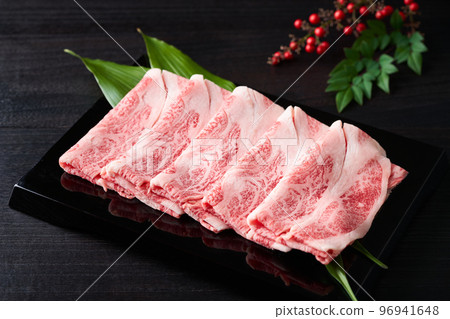 Domestic Wagyu beef loin slices Domestic Wagyu beef loin slices 96941648