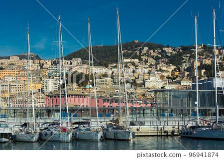 Old Port of Genoa with colorful houses on italian coastline 96941874