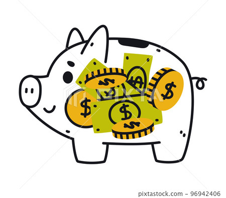 Money Box or Piggy Bank as Container for Coin Storage Vector Illustration 96942406