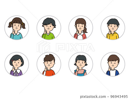 孩子的面部表情圖標思考 孩子的面部表情圖標思考 96943495