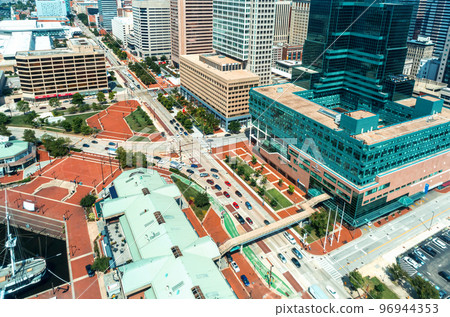 View of Baltimore cityscape from above 96944353