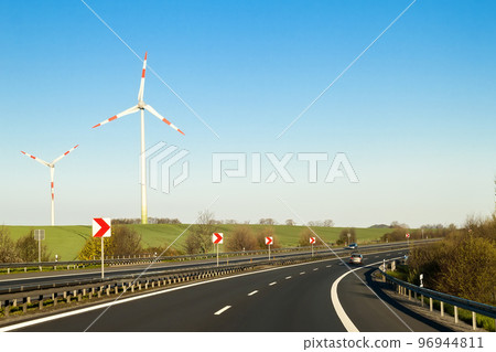 Speed road freeway in Germany with high walls on the sides Speed road freeway in Germany with high walls on the sides 96944811