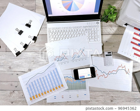 Business image graph and laptop 96945362
