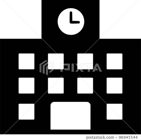 A simple monochrome illustration of a school building 96945544