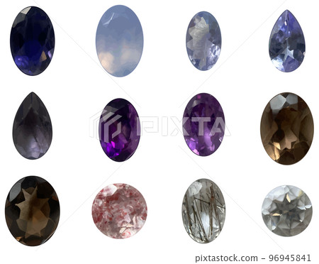 Set of realistic gems blue purple, purple, brown, clear vector material Set of realistic gems blue purple, purple, brown, clear vector material 96945841