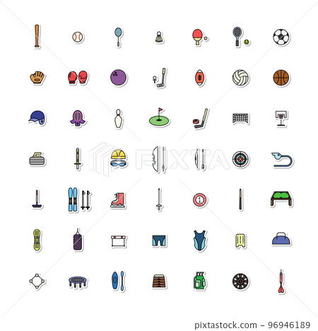 Color sticker sporting goods illustration icon set (no background) 96946189