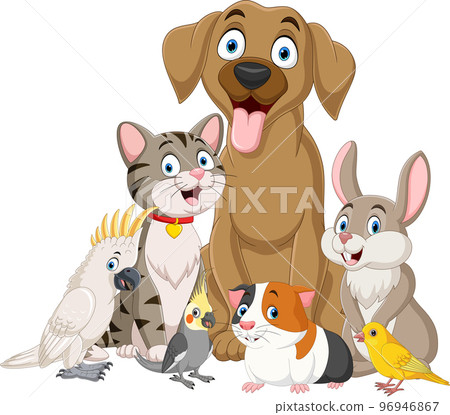 Cute cartoon pets collection set 96946867