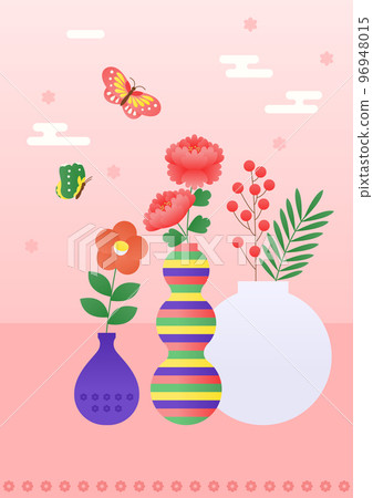 韓國傳統圖案花瓶插畫 韓國傳統圖案花瓶插畫 96948015