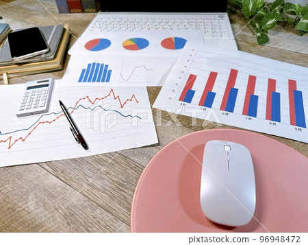 企業形像圖表和個人計算機 96948472