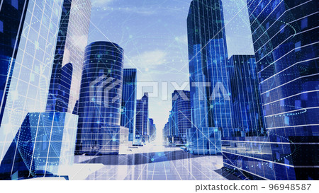 Smart City Digital Artificial Intelligence Urban City Network Technology Communication 3D Illustration 96948587