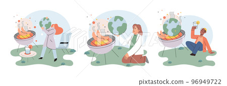 Global warming. High temperature and hot weather Earth. Climate change concept 96949722