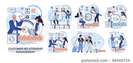 CRM metaphor. Customer Relationship Management. Application software for service organization CRM metaphor. Customer Relationship Management. Application software for service organization 96949734