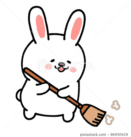 Cute rabbit cleaning pose Cute rabbit cleaning pose 96950429