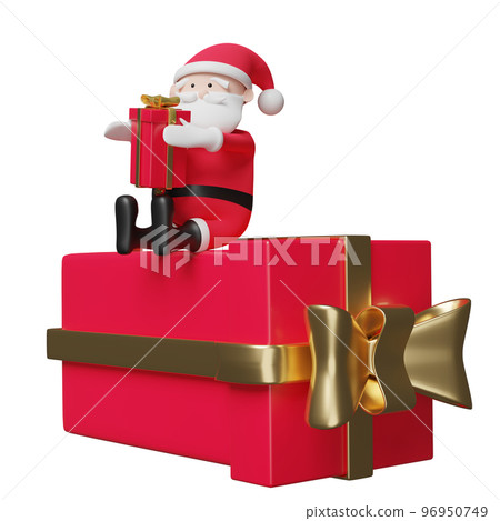 Santa claus hands holding red gift box, space... - Stock Illustration ...