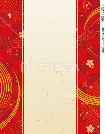 New Year's background illustration. A beautiful background with Japanese patterns. 96951299