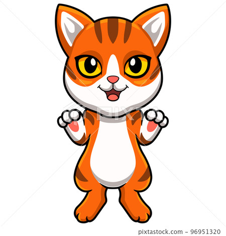 Cute orange tabby cat cartoon 96951320