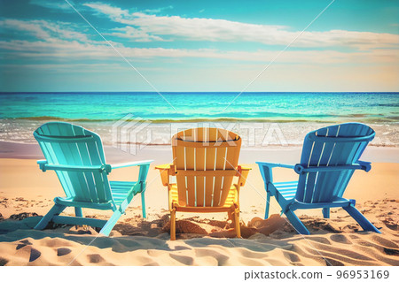 Beach loungers near the sea. Summer vacation concept, Summer holiday vacation tourism banner 96953169