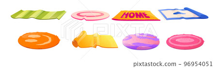Cartoon set of colorful carpets isolated on white 96954051
