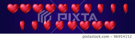 Red heart turn around game animation sprite sheet 96954152