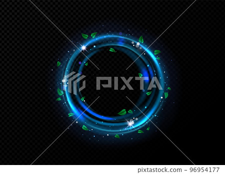 Abstract circle frame with green leaves Abstract circle frame with green leaves 96954177