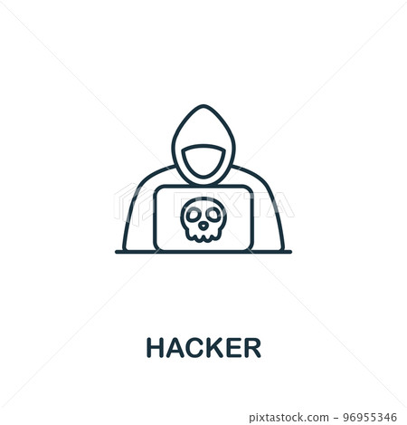 Hacher icon. Monochrome simple Cyber Security icon for templates, web design and infographics 96955346