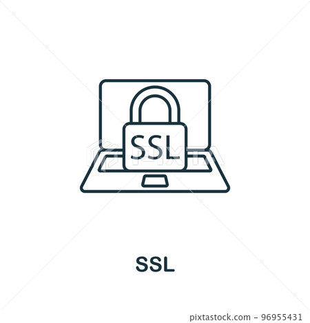 Ssl icon. Monochrome simple Cyber Security icon for templates, web design and infographics Ssl icon. Monochrome simple Cyber Security icon for templates, web design and infographics 96955431