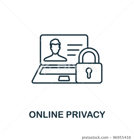 Online Privacy icon. Monochrome simple Cyber Security icon for templates, web design and infographics Online Privacy icon. Monochrome simple Cyber Security icon for templates, web design and infographics 96955438