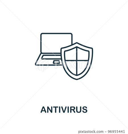 Antivirus icon. Monochrome simple Cyber Security icon for templates, web design and infographics Antivirus icon. Monochrome simple Cyber Security icon for templates, web design and infographics 96955441