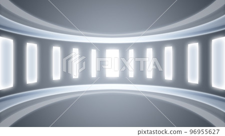 3D渲染金屬銀質感展示展覽未來科技空間感 3D渲染金屬銀質感展示展覽未來科技空間感 96955627