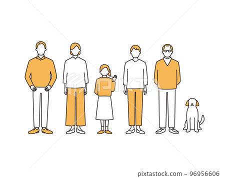 Whole body image of three generation family 96956606