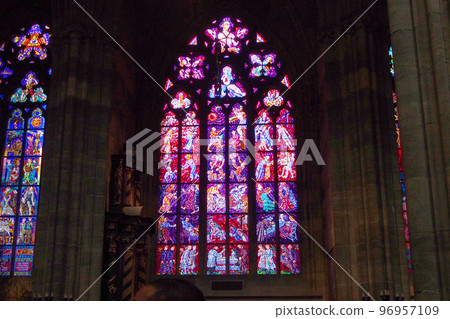 church stained glass in prague czech republic 96957109