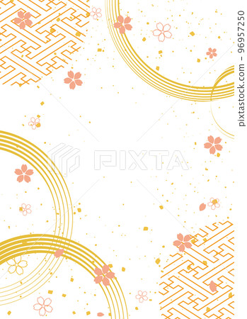New Year's background illustration. A beautiful background with Japanese patterns. New Year's background illustration. A beautiful background with Japanese patterns. 96957250