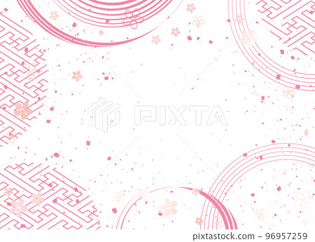 New Year's background illustration. A beautiful background with Japanese patterns. 96957259