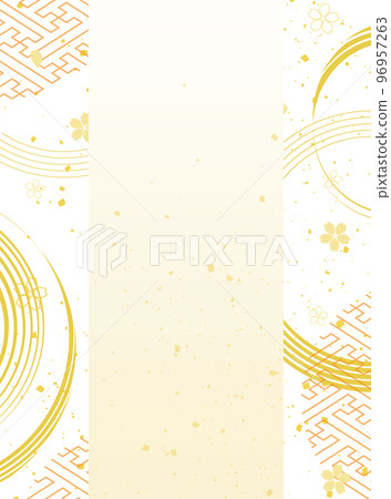 New Year's background illustration. A beautiful background with Japanese patterns. New Year's background illustration. A beautiful background with Japanese patterns. 96957263