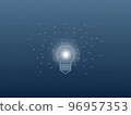 漂浮在數字空間中的燈泡圖像，一個想法 96957353