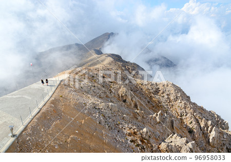 Observation deck on top of Mount Tahtali in clouds, Turkey Observation deck on top of Mount Tahtali in clouds, Turkey 96958033