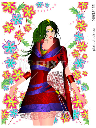 woman, dress, floral woman, dress, floral 96958465