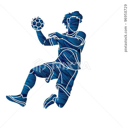 Handball Sport Male Player Action Cartoon Graphic Vector 96958729