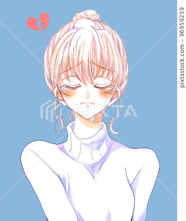 A crying woman in winter, with a broken heart. 96959259