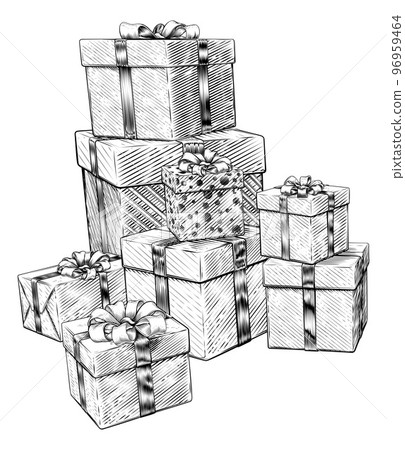 Christmas Gifts Birthday Presents Boxes Pile Stack 96959464
