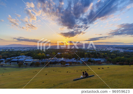 Evening view of Nara Park and Nara City from Mt. Wakakusa 96959623