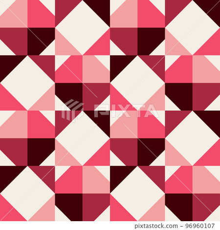 Abstract geometric pattern, square shape, red color seamless illustration template for background, poster, banner 96960107