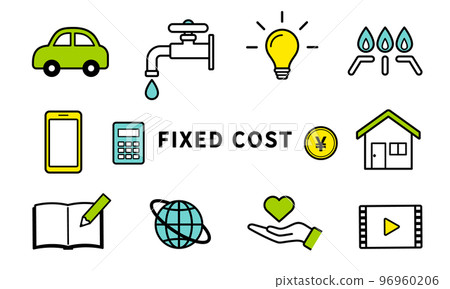 Fixed cost, household icon set 96960206