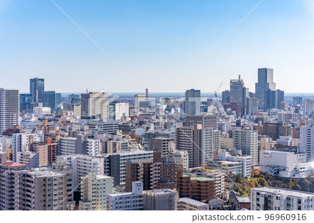 View from Lions Tower Sendai Hirose Sendai City West to Central Buildings Landscape View 96960916